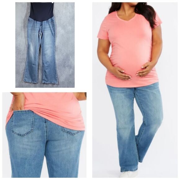 Indigo Blue Secret Fit Belly Stretch Bootcut Light Wash Maternity Jeans - Picture 1 of 16